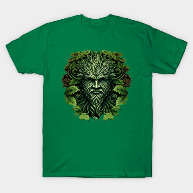 Jack Of The Wood Traditional Pagan Celtic Greenman T-Shirt by Tshirt Samurai